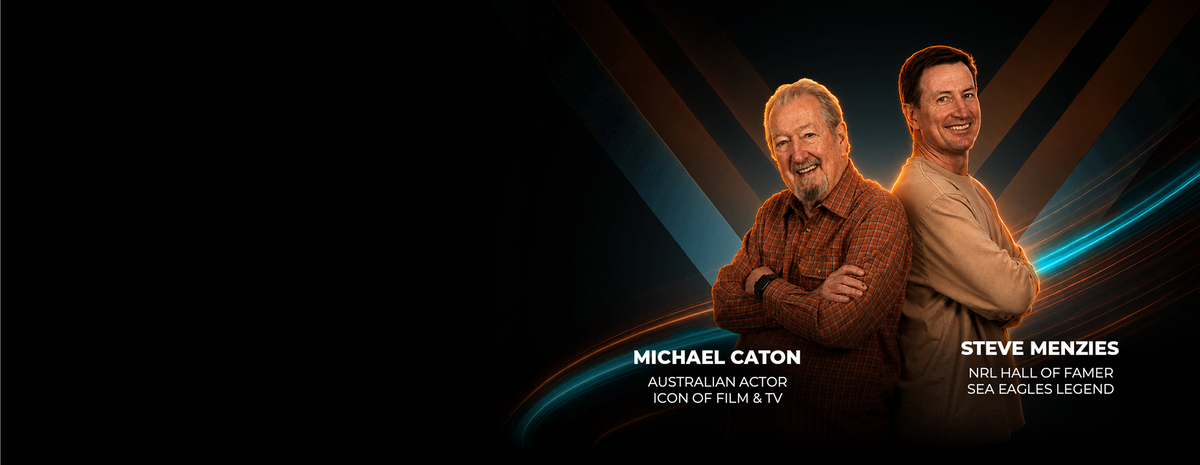 Michael Caton and Steve "Beaver" Menzies back to back